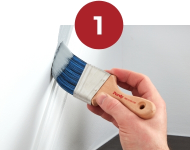 One – cutting in above baseboard without painter’s tape.
