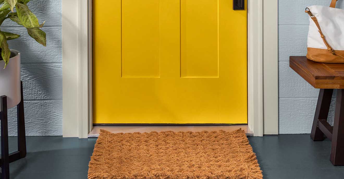 statement front door in yellow