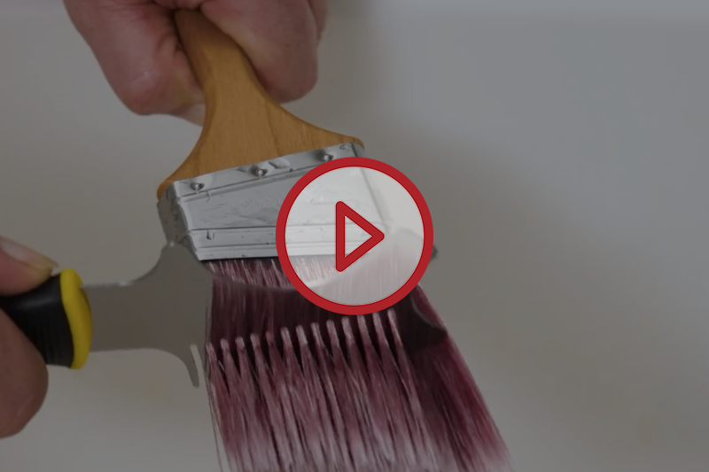 Video thumbnail of cleaning a paintbrush in the sink using a comb of the brush and roller cleaner.