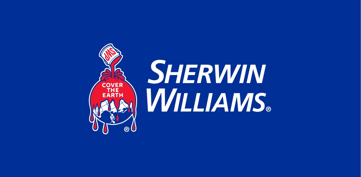 Sherwin-Williams logo on blue.
