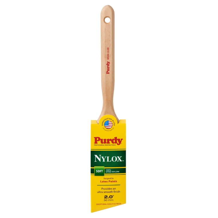Purdy angled Nylox brush in a keeper.