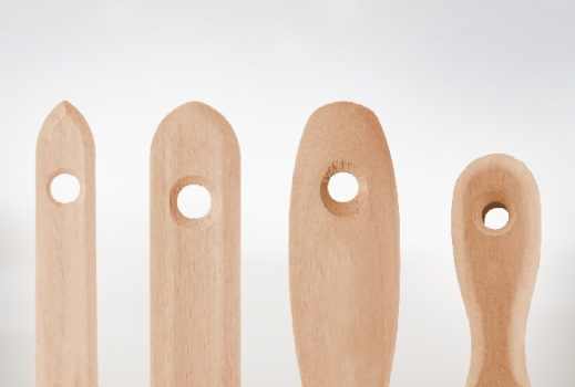 Four wood brush handle shapes.” 